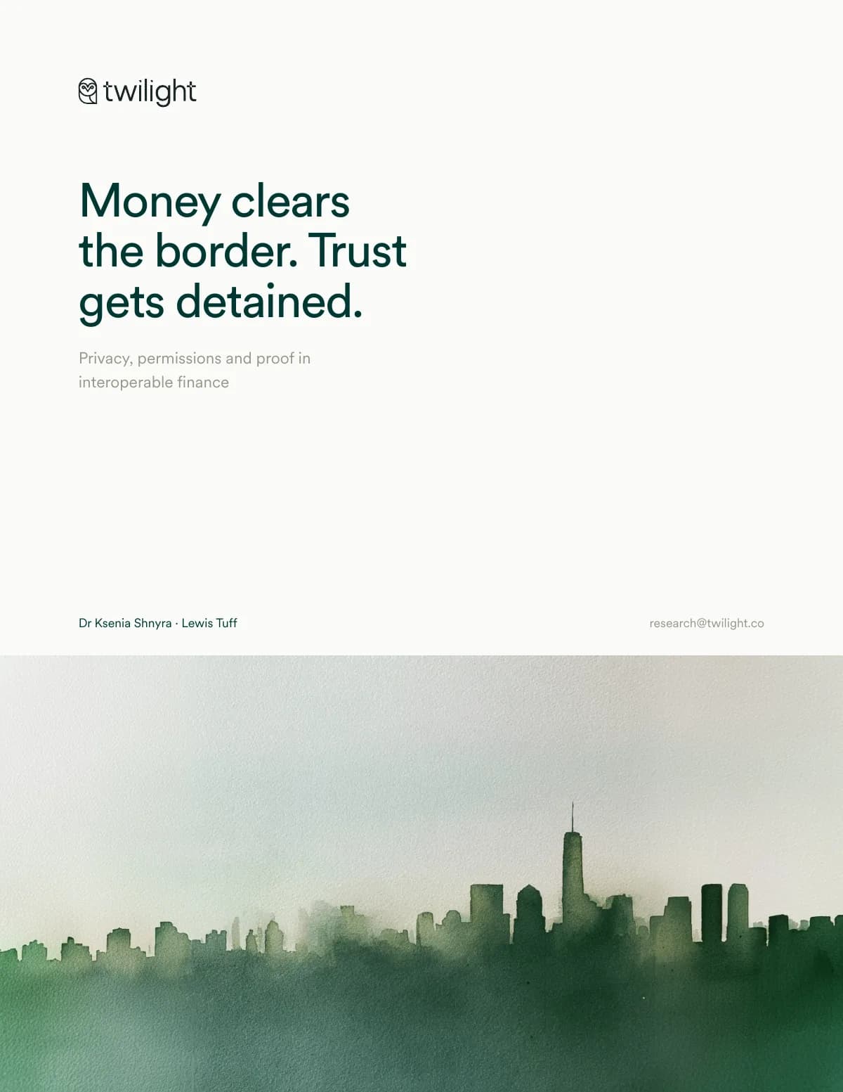 Cover of Money clears the border. Trust gets detained.